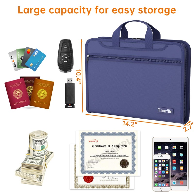 Fireproof Accordion File Organizer with Lock, Thickened Document Organizer 13