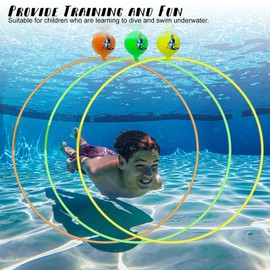 Amoupup DvingRings 3 Pcs Diving Rings, 32 inch Diving Toys, Floating Pool Rings, Swim Toys with 2 Inflators, Fun Pool Game, Summer Swim Through Rings, Pool Toys for Kids and Adults