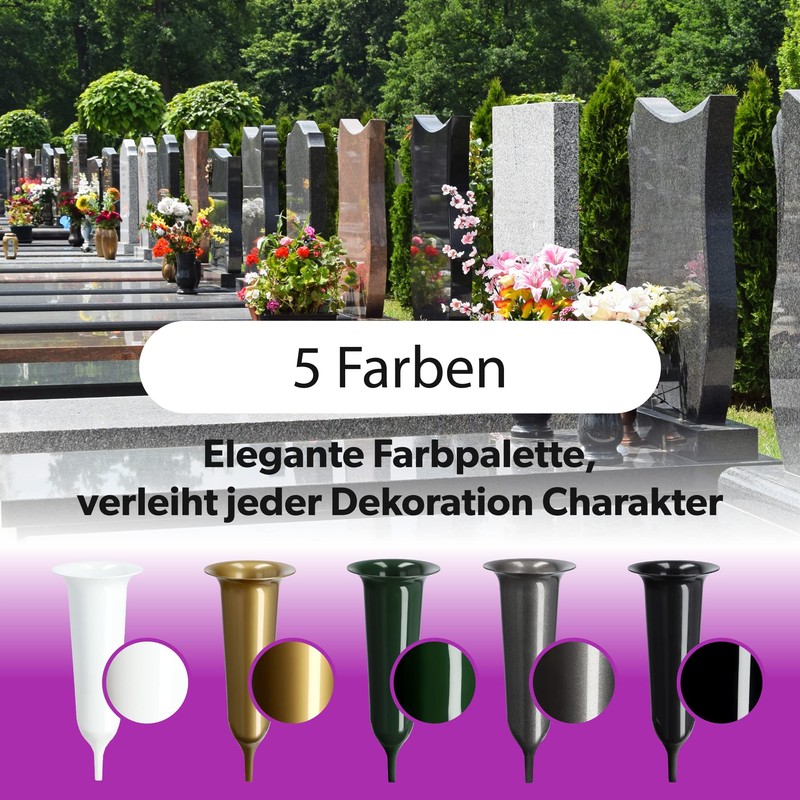 Kadax Plastic cemetery vase, weatherproof, frost-proof flower vase with spike,