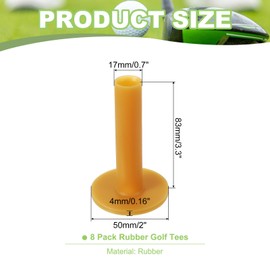 PATIKIL Rubber Golf Tee, 8 Pack 3.3 Inch Golf Practice Tees Training Driving Range Tee Stable Golf Ball Holder for Outdoor Indoor Hitting Mat Golf Mat, Yellow