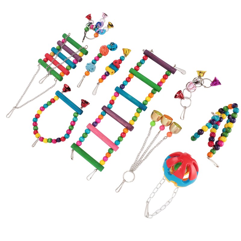 Bird Toy Set Colorful Boredom Relief Chewing Climbing Parrot Swing