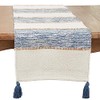 Saro Lifestyle Striped Table Runner with Playful Tassels, Navy Blue,