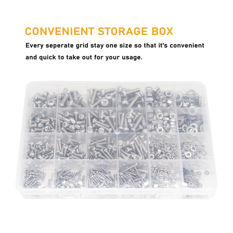 binifiMux 940pcs M2 M3 M4 M5 Hex Nuts Screws Bolts
