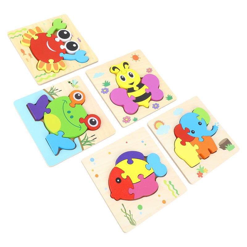 5pcs Baby Jigsaw Puzzles Animal Shaped Colorful Printing Educational Hands
