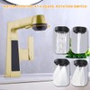Qeemee LED Bathroom Faucet with Pull Out Sprayer, Grey Temperature