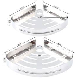 WingChoicE Shower Corner Shelf(4 Pack), No Drill,SUS 304 Stainless Steel,Storage Organizer for Bathroom, Kitchen and Dorm, Only for 90-Degree Corner(Silver)