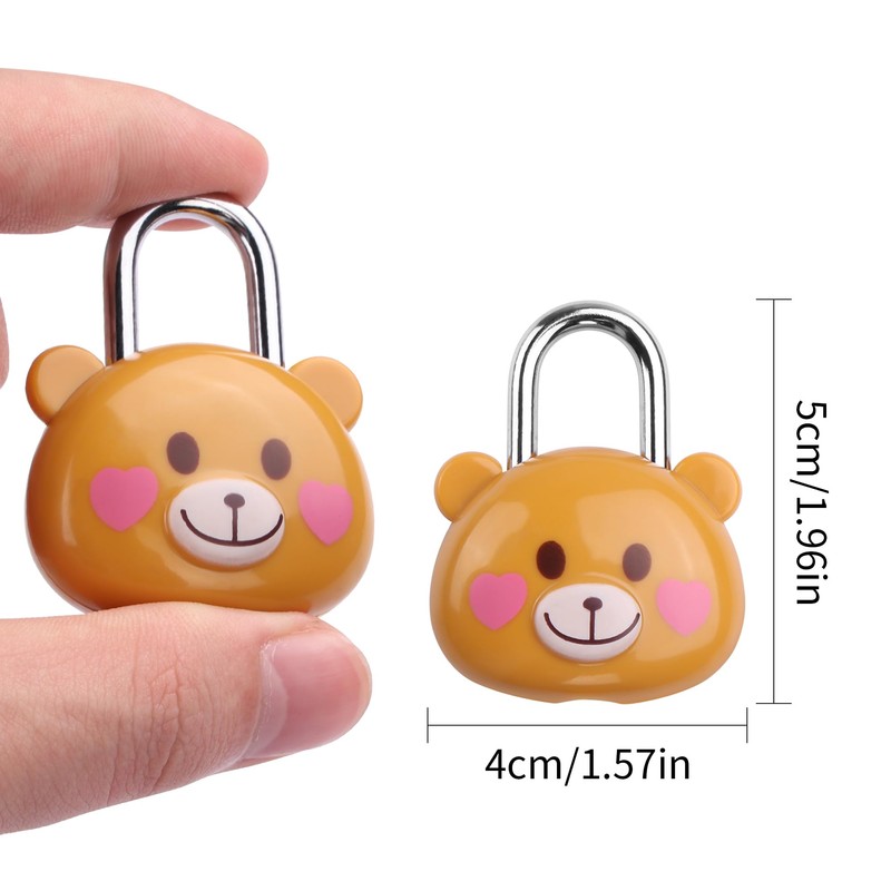 Cute Little Bear Lock with Keys, Mini Padlock for Gym