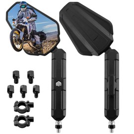 Mofun Universal Motorcycle Mirrors 8mm 10mm Rear View Mirror Fit 7/8" Handlebar Aluminum Mount Compatible with ATV Dirt Bike Dual Sport KLR650 ADV150 Adventure Fit Scooters, Foldable 360 Degrees