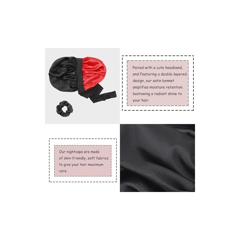 SENGTERM Satin Haarhaube Damen Doppelseitig Seidenhaube mit Elastischen Krawattenband für