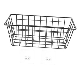 Ciieeo 1pc Japanese Style Wall Hanging Storage Basket Black Organizer for Kitchen Bathroom Capacity Easy Installation No Damage Design