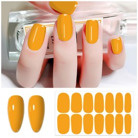 SILPECWEE 6 Sheets Fall Nail Wraps for Women Nail Polish Stickers Stick on Nail Polish Strips Gel Nail Strips Self Adhesive Fingernail Sticker with Nail File - Maple Leaves&Solid Color