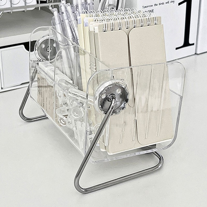Rotating Clear Acrylic Desk Organizer for Office Supplies Desk Accessories
