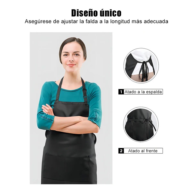 2 Pack Mandil Delantal Para Chef Anti-agua Poliéster Algodón Color