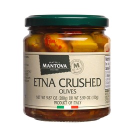 Mantova Etna Crushed Olives in a Spicy Brine with Chili, Garlic and Oregano, 9.87 oz. (Pack of 2), Product of Italy, Non-GMO, Gluten-Free, Cholesterol-Free, Vegan-Friendly, Paleo-Friendly