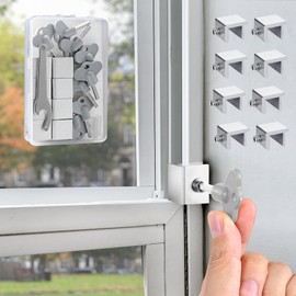 8 Sets Sliding Window Locks for Up and Down Windows,Easy to Install Vertical & Horizontal Window Security Locks,Adjustable Aluminum Window Stopper Lock(Silver)