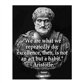 Aristotle Bust & Quotes Wall Art-"Excellence is a Habit"- 8 x 10 Art Wall Print- Ready to Frame. Modern Home Décor, Studio & Office Décor. Makes a Perfect Gift for Motivation & Inspiration.