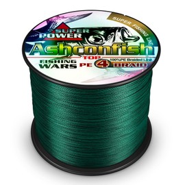Ashconfish Braided Fishing Line- 4 Strands Super Strong PE Fishing Wire Heavy Tensile for Saltwater & Freshwater Fishing -Abrasion Resistant - Zero Stretch- 100M/109Yds 100LB Moss Green