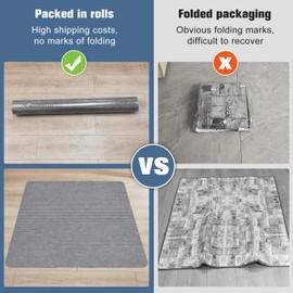 Placoot 2 Pack Desk Chair Mat for Hardwood Floor, Computer Chair Floor Mat, 55"x35" Office Chair Mat, Large Rubber Anti-Slip Floor Protector for Home Office Light Grey (Folding Packaging)