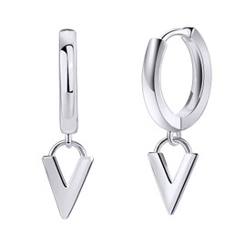 Talonia Women's Silver Hoop Swinging V Hoop Earrings, Radis, Popular, V Earrings, Swinging 925 Silver, Cute, Stylish, Hypoallergenic, Popular, Anniversary Gift, Gold Copper-Alloy