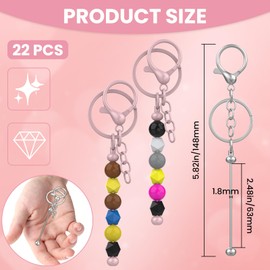 22Pcs Beadable Keychains Bars, Metal DIY Blanks Beaded Keychain Bar Charms Strips Accessories Bulk Making Supplies for Bead Keychain Making, DIY Gift, Craft, Pendant, Jewelry and Purse (Multicolor)