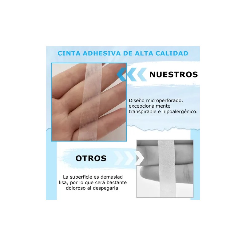 12 Cintas Extension Pestañas Micropore Transpirable Blanco