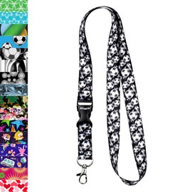 Neck Strap with Metal Clip for Card Holder 1 Football Black