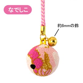 Zoon Flower Crepe Bell (Diameter 1.0 inch (25 mm), 0.3 inch (8 mm), Japanese Pattern Crepe Rooting Charm, Key Holder, Large, Large Bell, Polyester