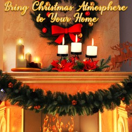 Sliner 2 Pcs Christmas Candle Holders Christmas Tabletop Centerpieces with 3 Candle Holders Xmas Poinsettia Candleholder for Home Party Xmas Table Decor(Red)