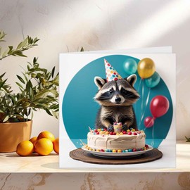 Raccoon Birthday Card - Raccoon Happy Birthday Card 145 x 145mm