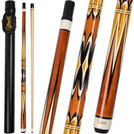 Billmart Pool Cue Stick, Low Deflection Shaft Billiard Cue Sticks with Hard Case, Pool Table Sticks Queue, 19-21 oz Pool Que(Amber 19oz)
