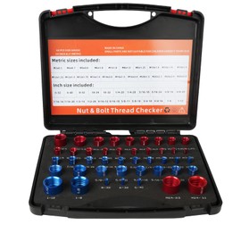 Gluwoer Thread Checker, 44 Nut and Bolt Thread Checker Individually Housed in Case, Bolt Size and Thread Gauge 23 Inch & 21 Metric, Suitable for Size Check in Tricky and Narrow Areas