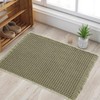 Poowe 17x24 Inches Non Slip Waffle Bath Rug with Tassels