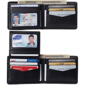 Alpine Swiss Mens Connor RFID Bifold Wallet Passcase Smooth Leather Comes in a Gift Box Black
