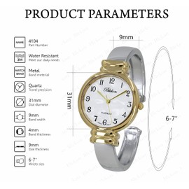 Blekon Original Mother of Pearl Cuff Bracelet Watch for Women with 31mm case Japanese Quartz Movement Metal hinged Bangle Style Cuff Wrist Watch for Ladies… (Two-Tone)