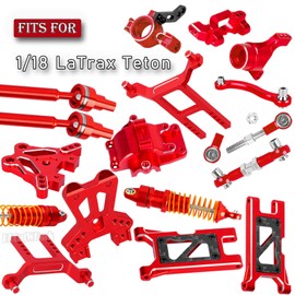RC Upgrades Part for 1/18 LaTrax Teton,Chassis,A Arms,Drive Shaft Axles,Caster Block,Steering Blocks,Rear Stub Axle Carriers,Links,Differential Housing,Shocks,Shock Tower,Body Mounts,Red