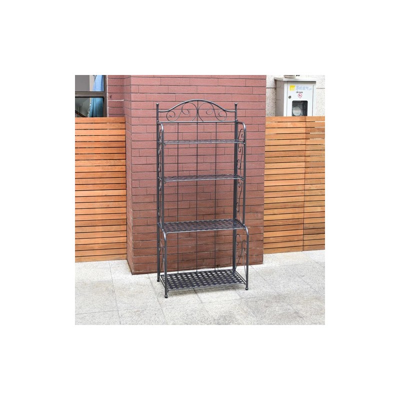International Caravan Mandalay 4-tier Iron Folding Bakers Rack - Rustic
