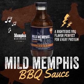 Memphis Marinades, 16oz, Mild Memphis BBQ Sauce, for Pork, Chicken, and Beef, Non-GMO