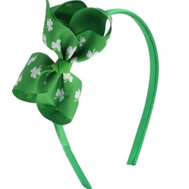 HOXIEYA St. Patrick's Day Bow Headbands for Women & Girls - Green Shamrock Hair Hoop with Lucky Bow Design - Irish Party Supplies, Parade Costumes, Festive Hair Accessories