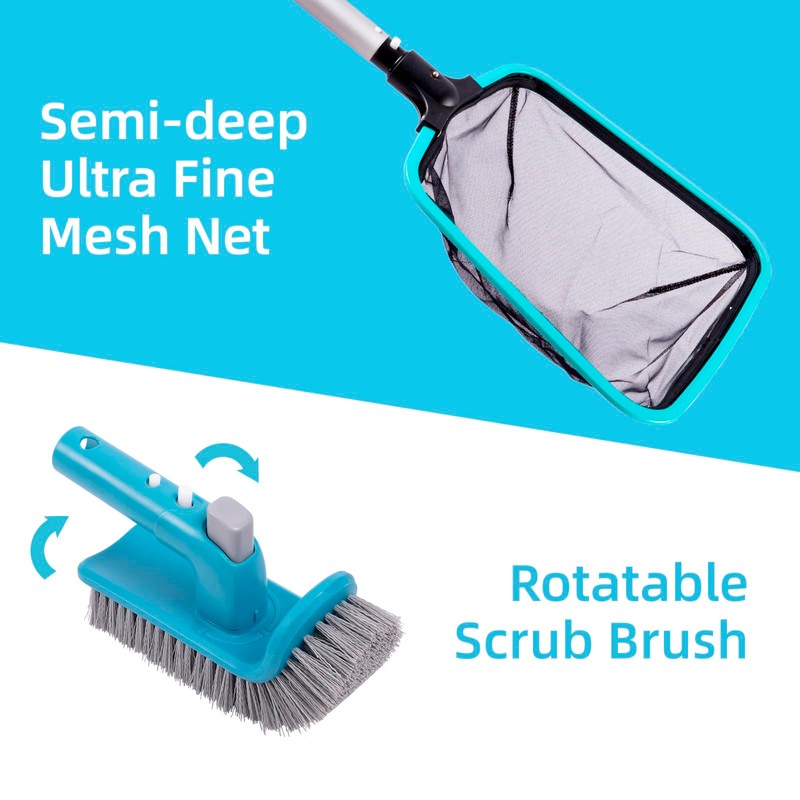 Sepetrel Deluxe Swimming Pool Cleaning Kit Including 2 Brush Heads,