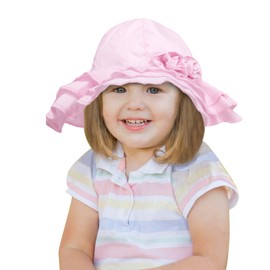 Dream Bridge Baby Children's Sun Hat Girls Peaked Cap Kids Hats Flapper UV Protection Caps Protection Hat Foldable Wide Brim Bucket Hat Soft Cotton Beach Hats 0-6 Years, Pink Flowers