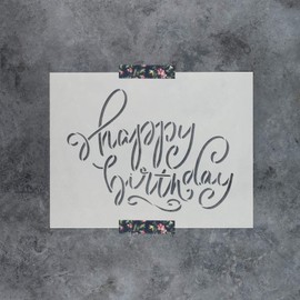 Happy Birthday Script Stencil - Reusable Stencils for Painting - Create DIY Happy Birthday Script Home Decor