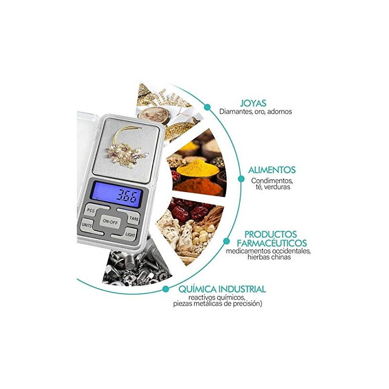 Bascula Digital Portátil Gramera 0.01g a 200g sensor de precisión