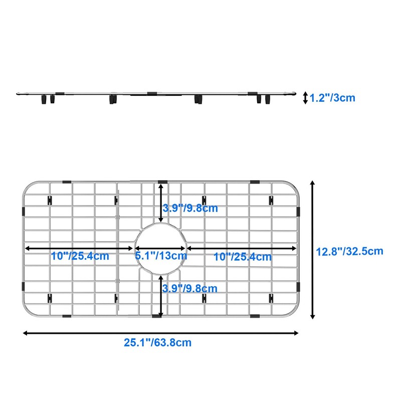 Kitchen Sink Protector,25.1"L X 12.8"W Sink Bottom Grid with Corner