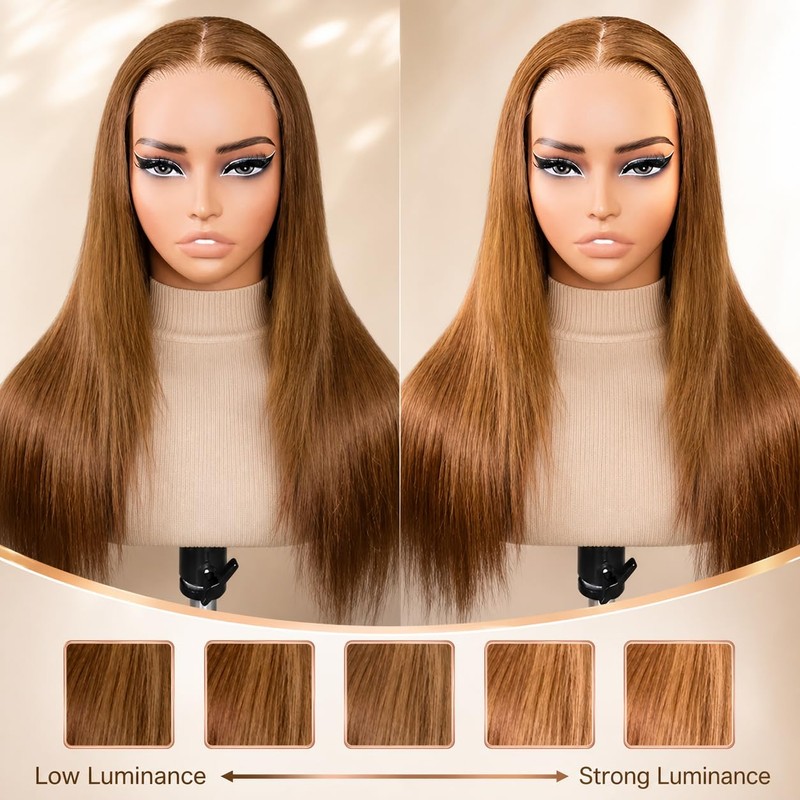26 Inch Chestnut Brown Layered Cut Straight Glueless Wear Go
