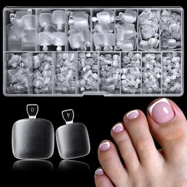 AddFavor 420pcs Soft Gel Toe Nail Tips Matte Short Fake Toenail Tips Square Fake Toe Nails for Big Toes Nail Extension Women Toes Press on Toenails DIY Salon, 15 Sizes