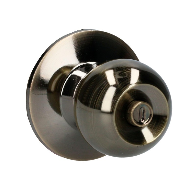 Lock Prolok 18POP Pomo cilíndrico bola función baño, latón antiguo,