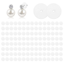 120 PCS Silicone Earring Backs Stoppers, 0.55 Inch Clear Earring Backs for Healing Non Pull Piercing Discs, Earlobe Support Patches for Earrings