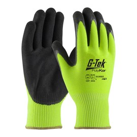 PIP 16-340LG/XXL G-Tek PolyKor Hi-Vis Seamless Knit Blended Glove with Double-Dipped Micro-Surface Grip, XXL Size, Nitrile, Lime Green (Pack of 12)