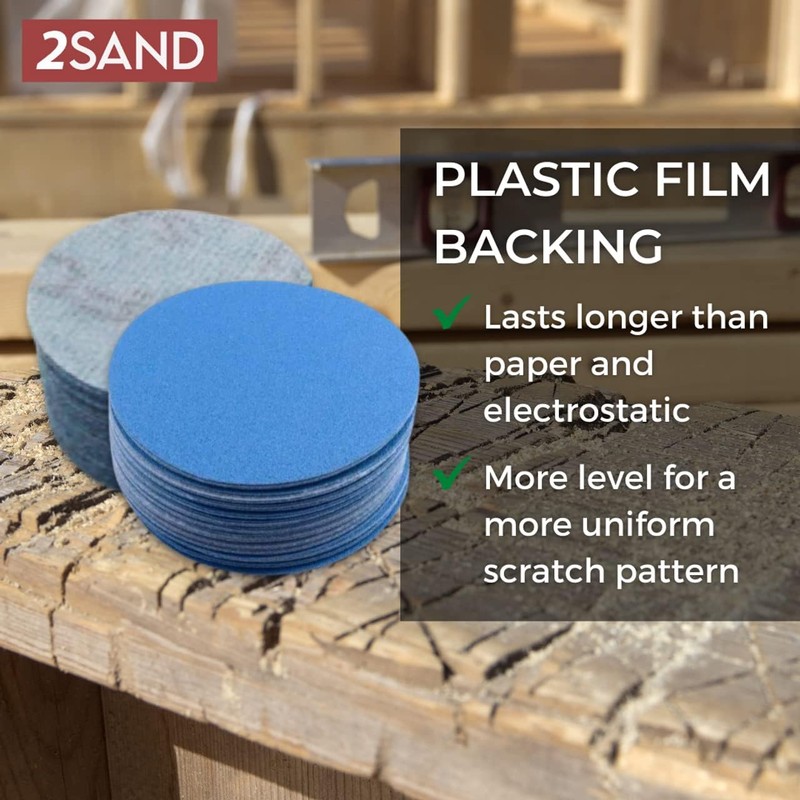 2SAND 2 inch Blue Film Backed Hook and Loop Sanding