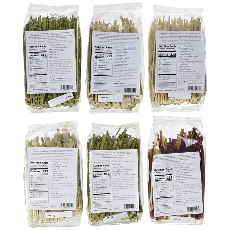 Pasta Deliziosa! Handcrafted Pasta Variety Pack, All Flavors, 12 Ounce